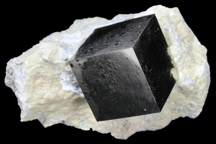 Shiny, Natural Pyrite Cube In Rock - Navajun, Spain #131103